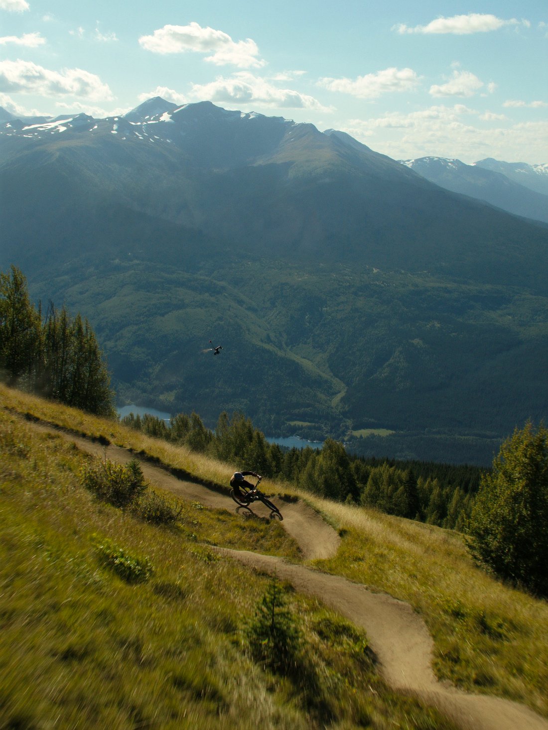 Mountain biking high trails in summer
