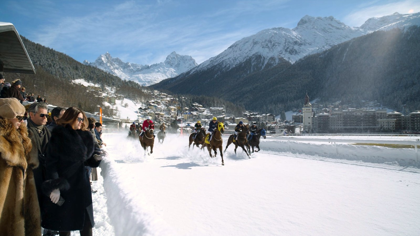 White Turf horse racing on the frozen lake at St. Moritz