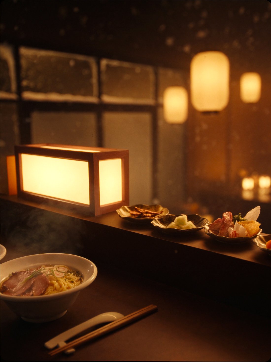 A Hokkaido izakaya counter at night
