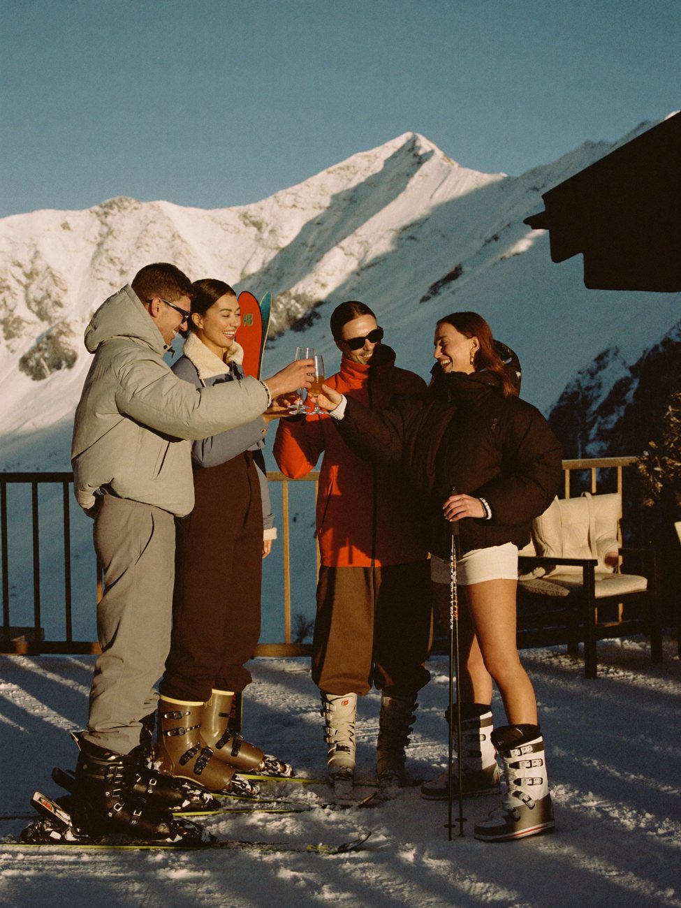 A group together in the mountains