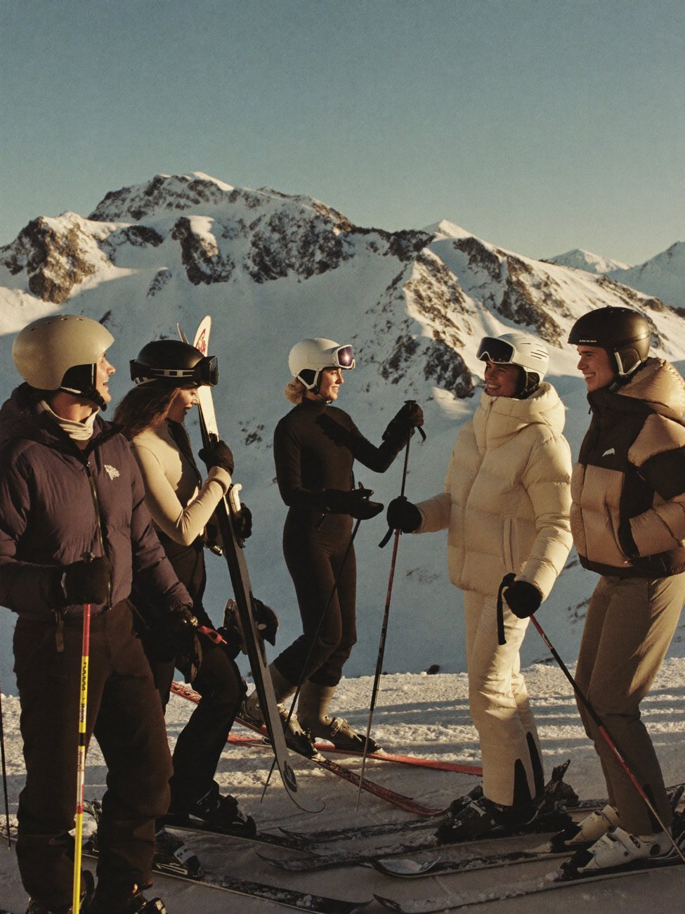 A group of skiers on an Andes summit