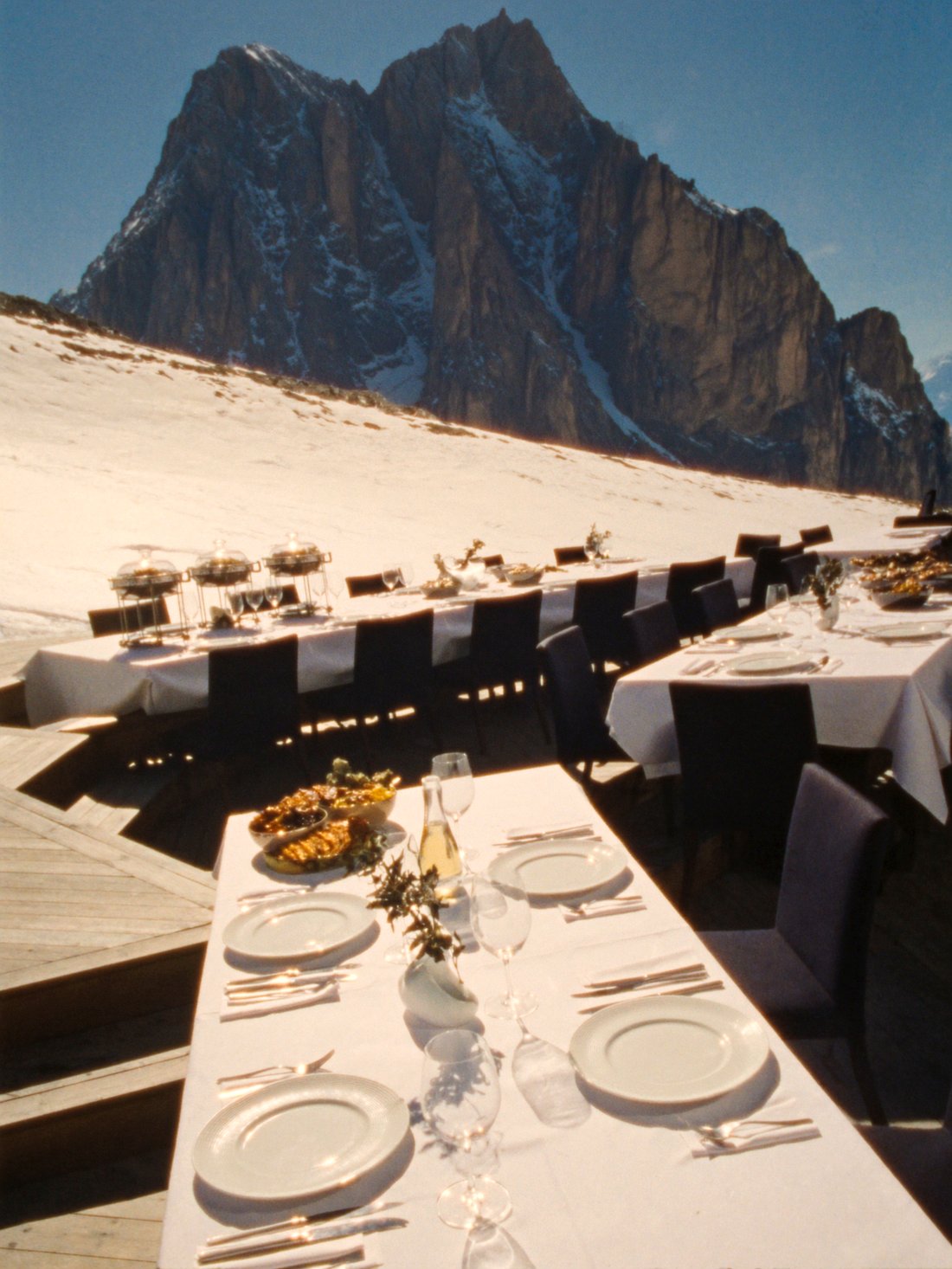 An Alta Badia sun terrace lunch beneath the Dolomites