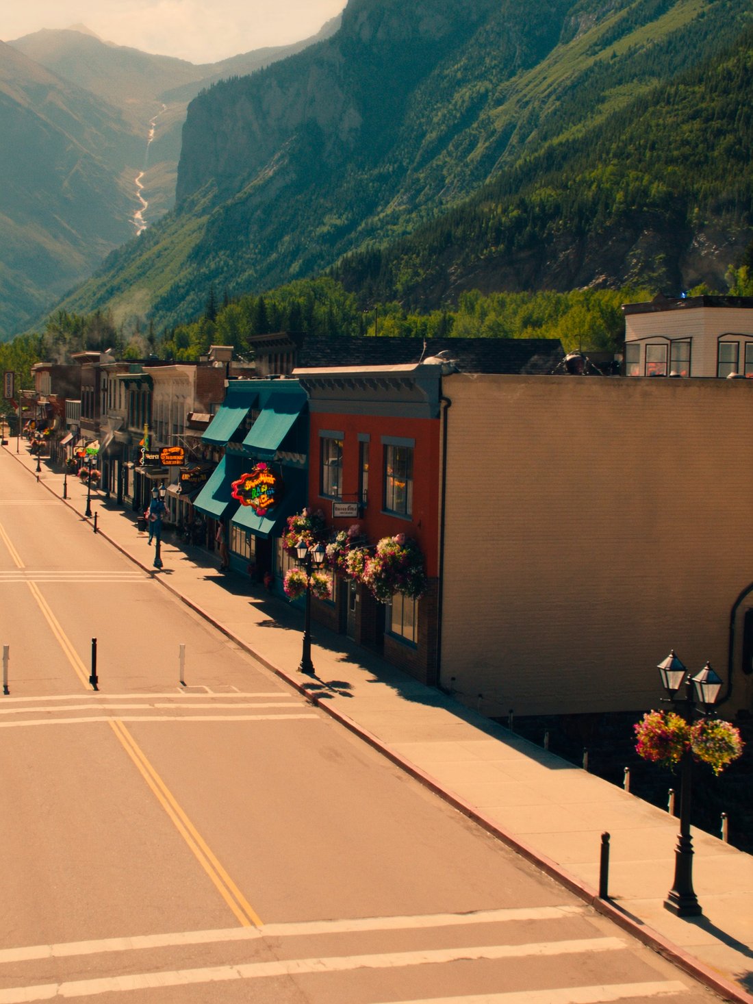 Telluride's Victorian main street in summer
