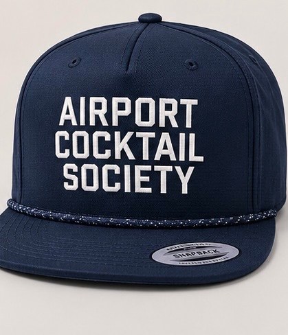 Airport Cocktail Society flat brim snapback in navy