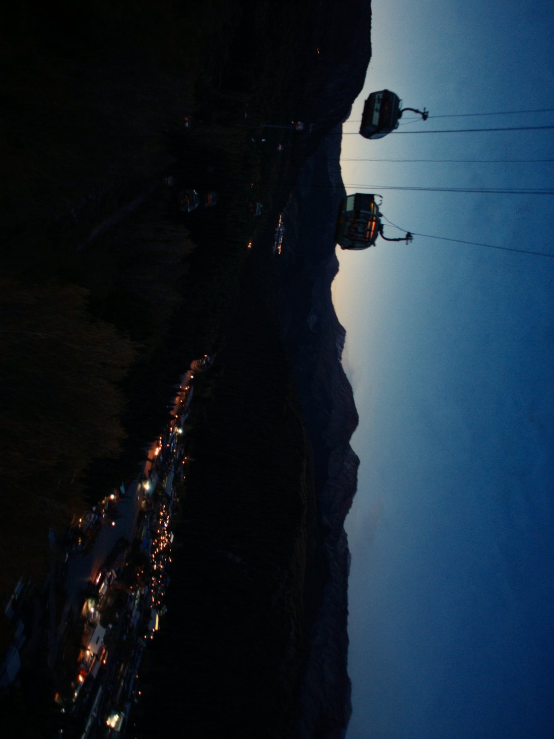 The free gondola over Telluride at dusk